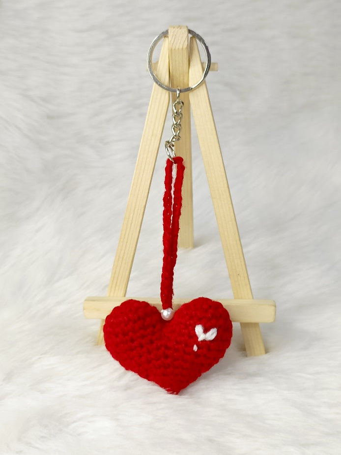 Haute Crafts Handcrafted Crochet Red Heat Woolen Keychain.