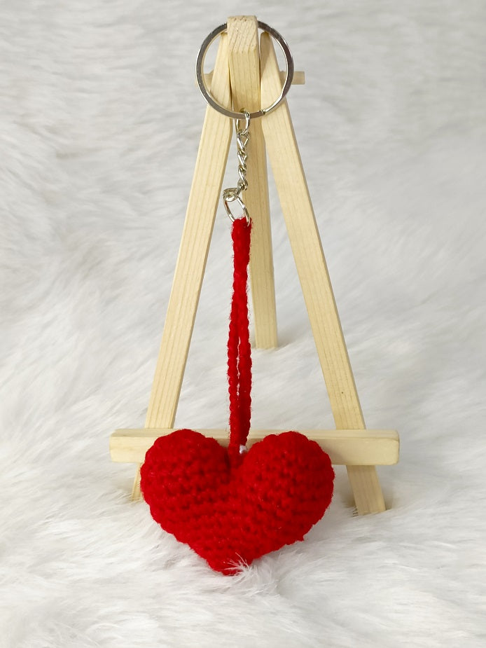 Haute Crafts Handcrafted Crochet Red Heat Woolen Keychain.