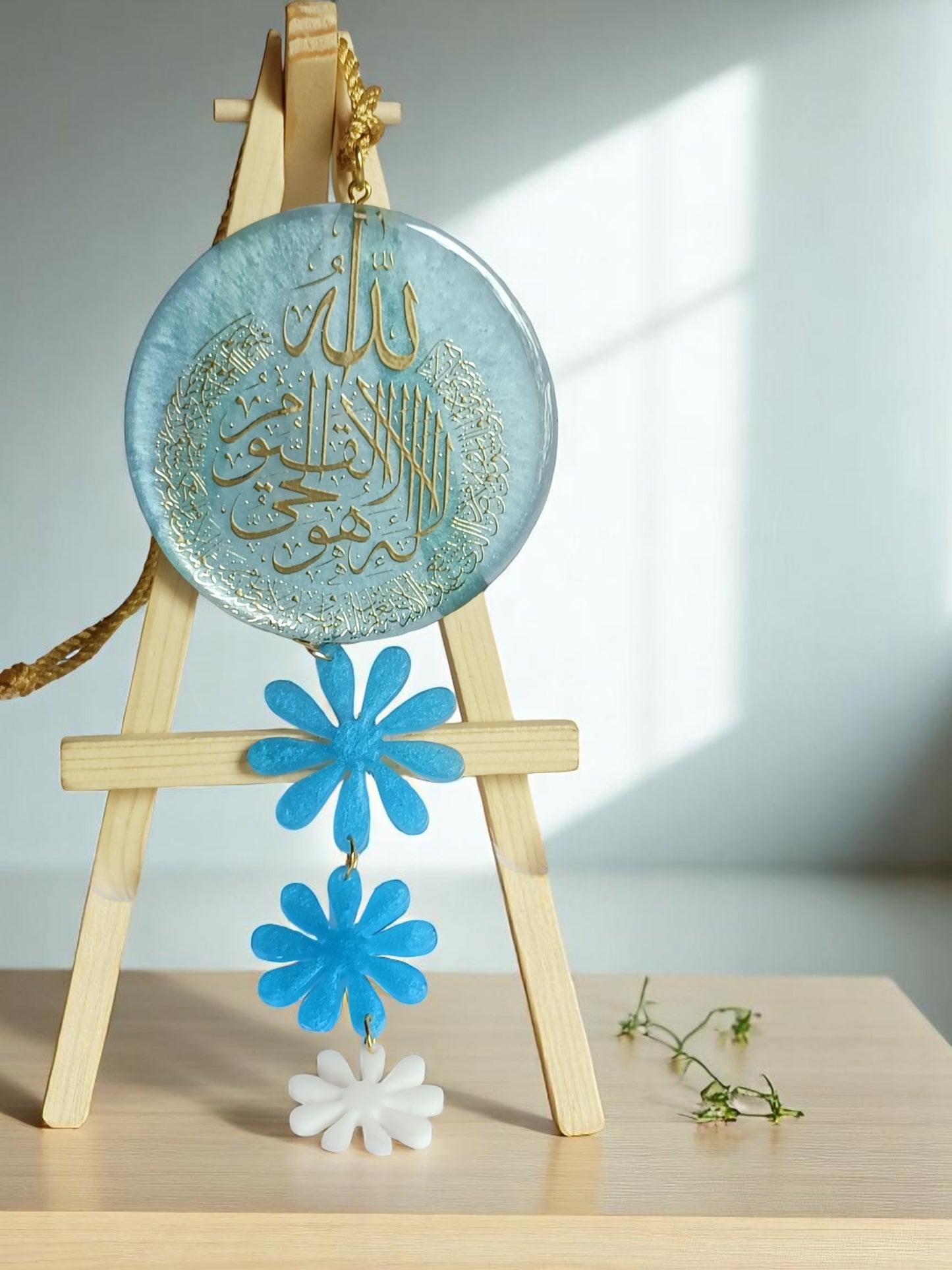 Haute Crafts " Ayatul Kursi " Car Hanging for Positivity (Can be Used as Home Decor, satsang Gifting, Wall Hangings, Meditation Room, Yoga Temple, Wind Chime) 1pc