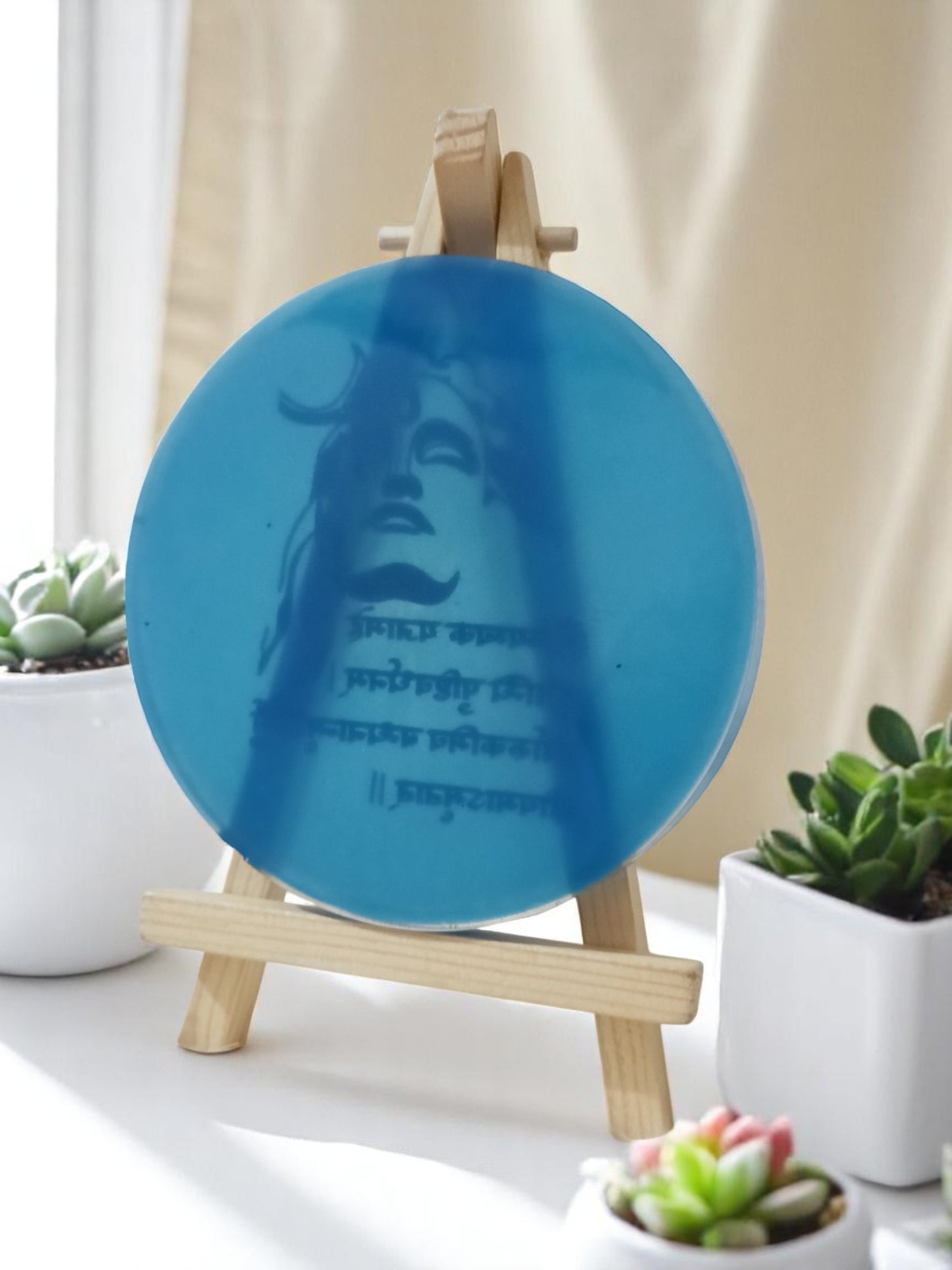 Resin Handcrafted Mahamrityunjay Mantra Resin Art Frame with Stand | Diwali Gifts, Religious gifts | Handmade with Resin (FREE STAND) (Pack of 1, 13 cm Height)