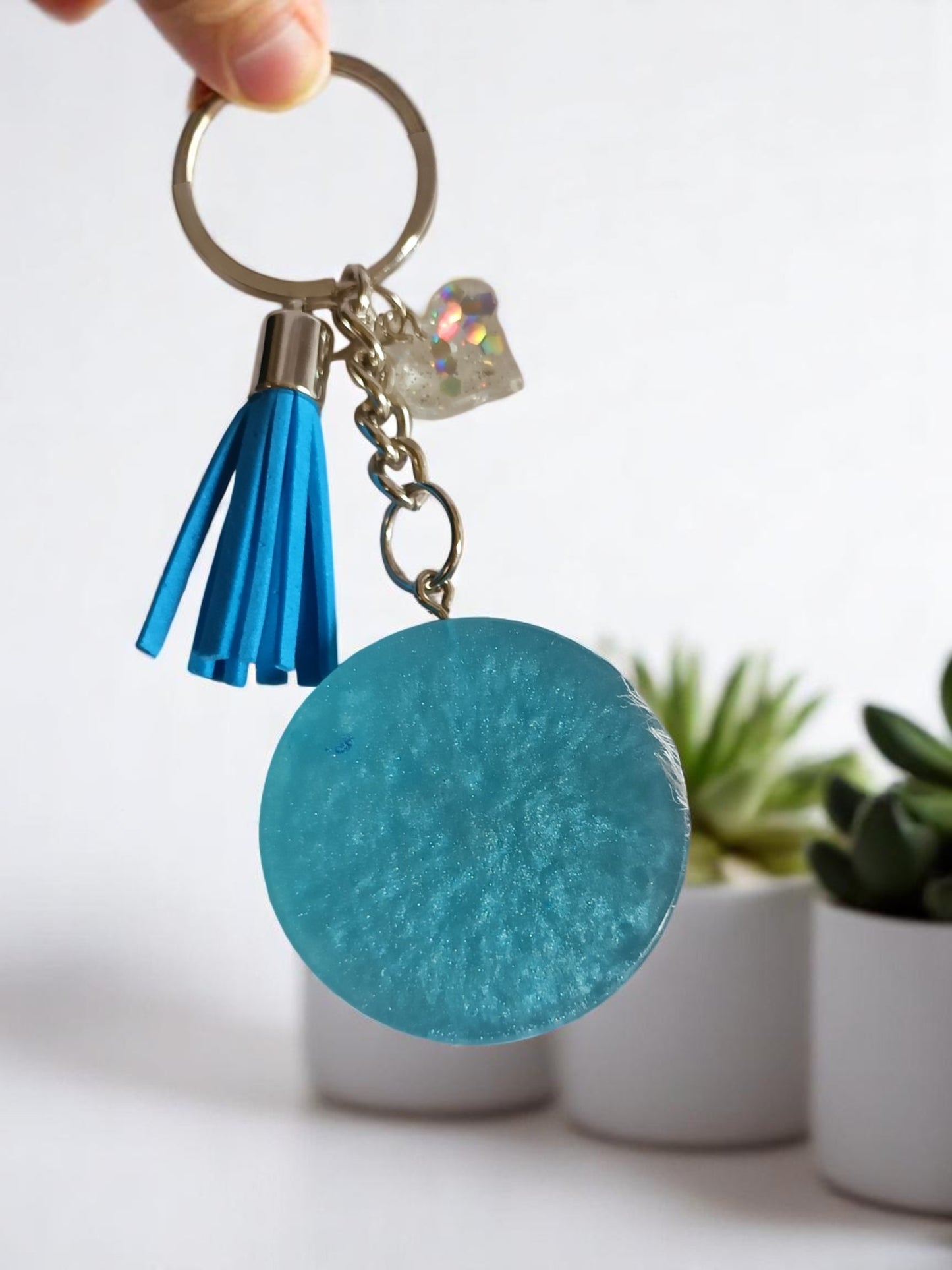 Haute Crafts " Ayatul Kursi " with Heart & Tassel Resin Alphabet Initial Letter Keychain Key Ring for Women Girls Purse Handbags, Bike, Car Keyring.