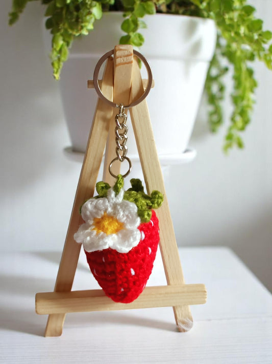 Haute Crafts Handmade Crochet Cute "Strawberry" Keychain (Washable Keychain)