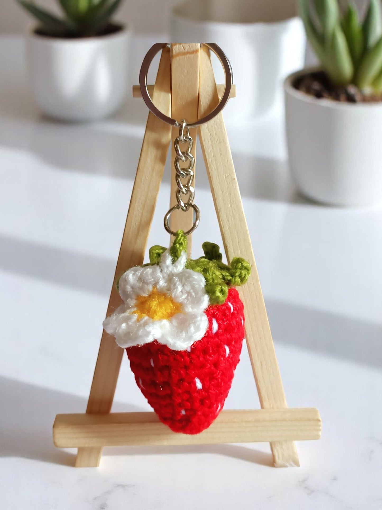 Haute Crafts Handmade Crochet Cute "Strawberry" Keychain (Washable Keychain)