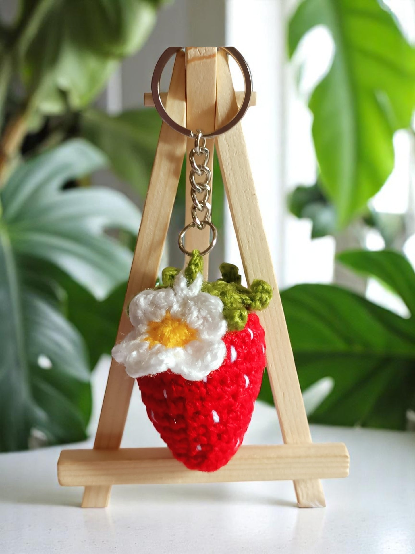 Haute Crafts Handmade Crochet Cute "Strawberry" Keychain (Washable Keychain)