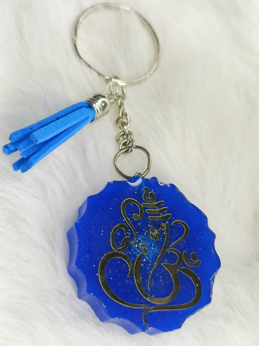 Haute Crafts Ganesh ji Theme with Tassel ,Resin Keychain Key Ring for Women, Girls Purse ,Handbags, Car, Bike.
