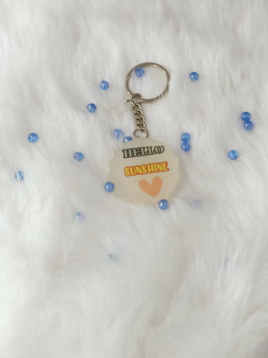 Haute Crafts "Hello Sunshine" (Glow in Night Dark) KeyRing for Women Girls Purse Handbags, Bike, Car Keyring, Home, Small Gifts