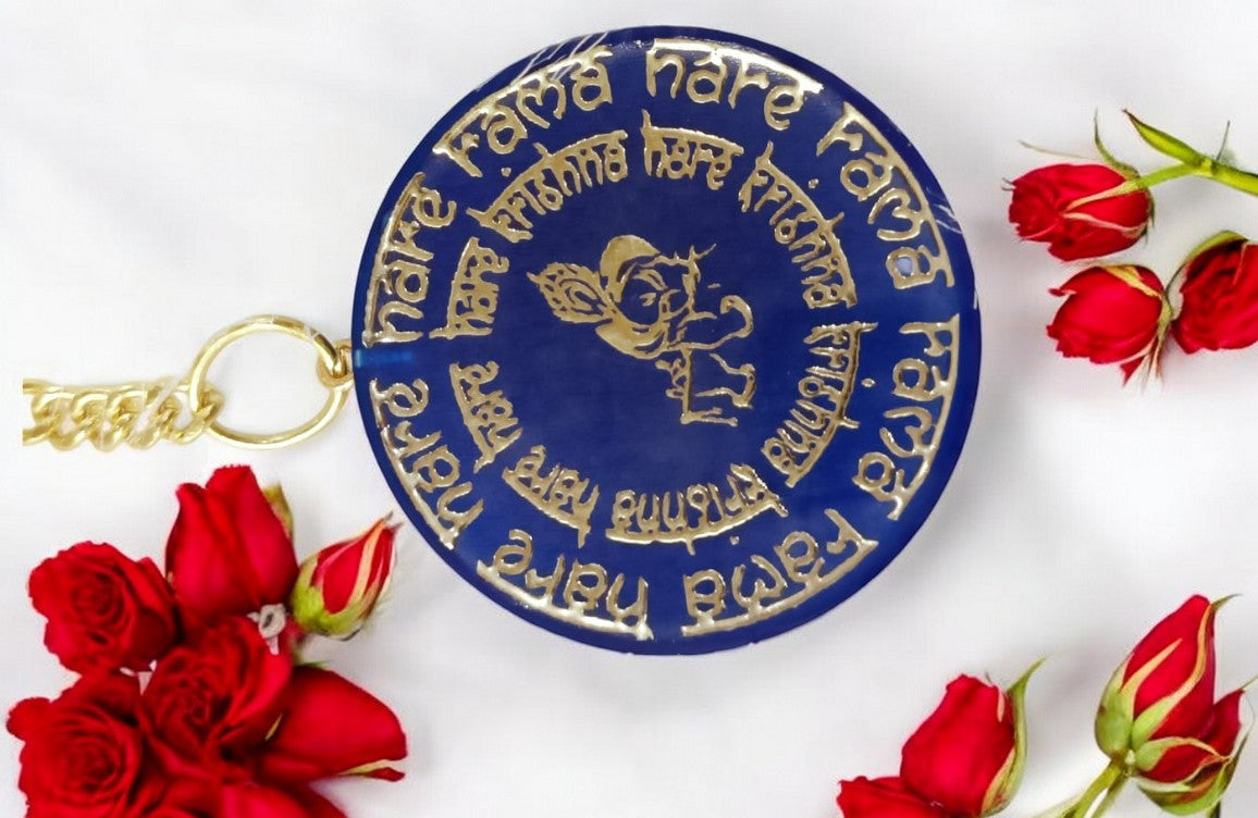 Haute Crafts "Hare Rama Hare Krishna " Theme Keychain - Resin Alphabet Initial Letter Keychain Key Ring for Women Girls Purse Handbags, Bike, Car Keyring.Home, Small Gifts