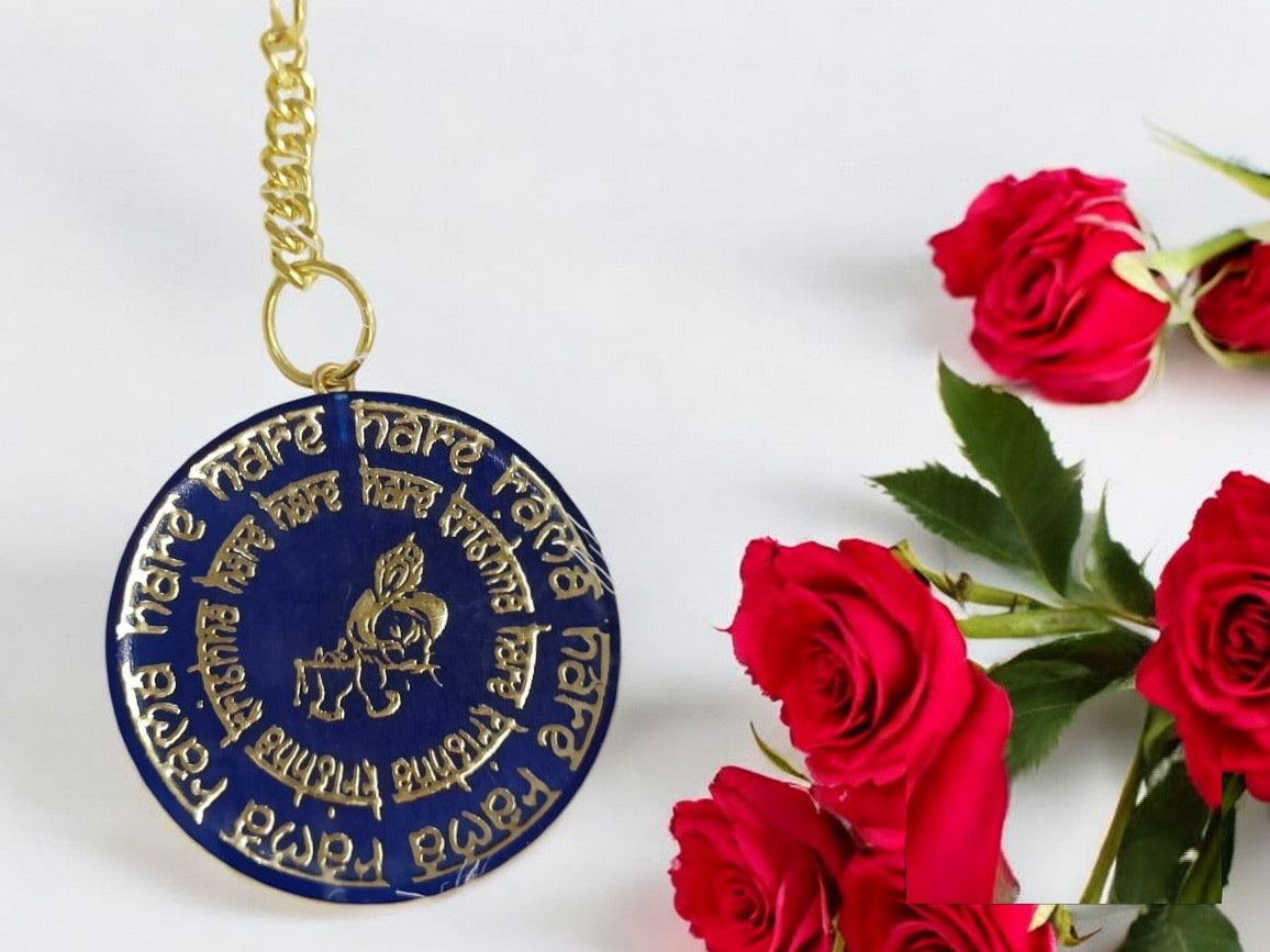 Haute Crafts "Hare Rama Hare Krishna " Theme Keychain - Resin Alphabet Initial Letter Keychain Key Ring for Women Girls Purse Handbags, Bike, Car Keyring.Home, Small Gifts