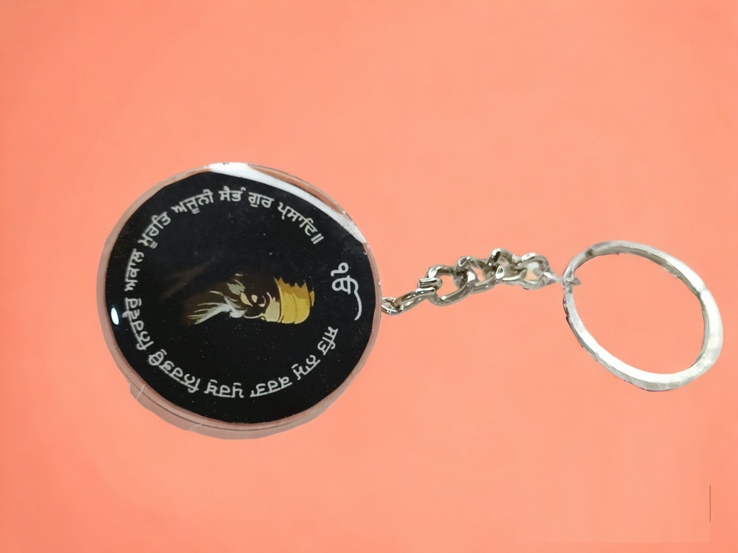 Haute Crafts "Guru Nanak Dev ji" Theme Keychain - Resin Alphabet Initial Letter Keychain Key Ring for Women Girls Purse Handbags, Bike, Car Keyring.Home, Small Gifts