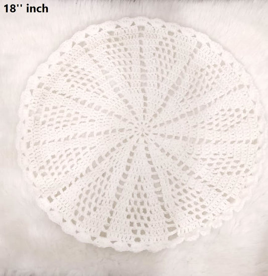 Haute Crafts Handcrafted Crochet Thalposh, Woolen Puja Thali Cover for Temple, Thal Posh Plate Cover (Multicolor, 16'' Round)