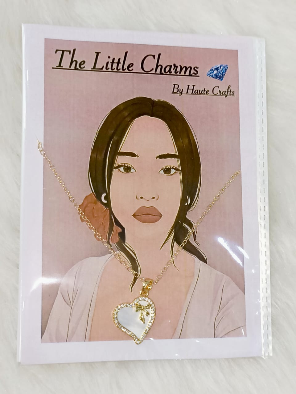 Anti-Tarnish White Bow Heart Charm Necklace