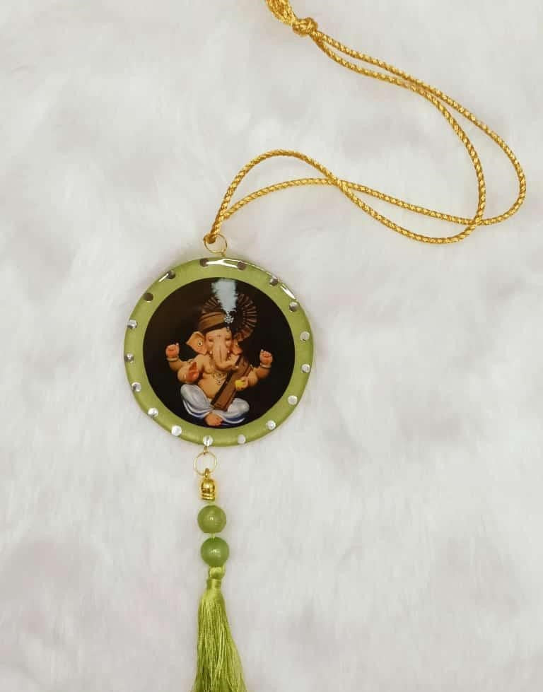 Ganesha Car Hanging for Positivity (Can be Used as Home Decor, satsang Gifting, Wall Hangings, Meditation Room, Yoga Temple, Wind Chime) 1pc