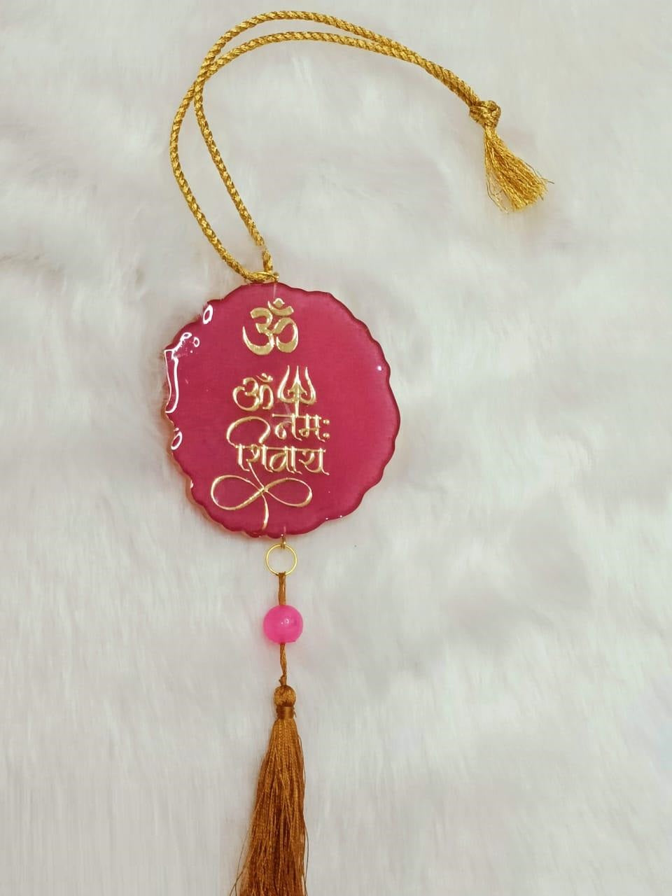 Resin 3D OM NAMHO SHIVAYE Car Hanging for Positivity (Can be Used as Home Decor, satsang Gifting, Wall Hangings, Meditation Room, Yoga Temple, Wind Chime) 1pc