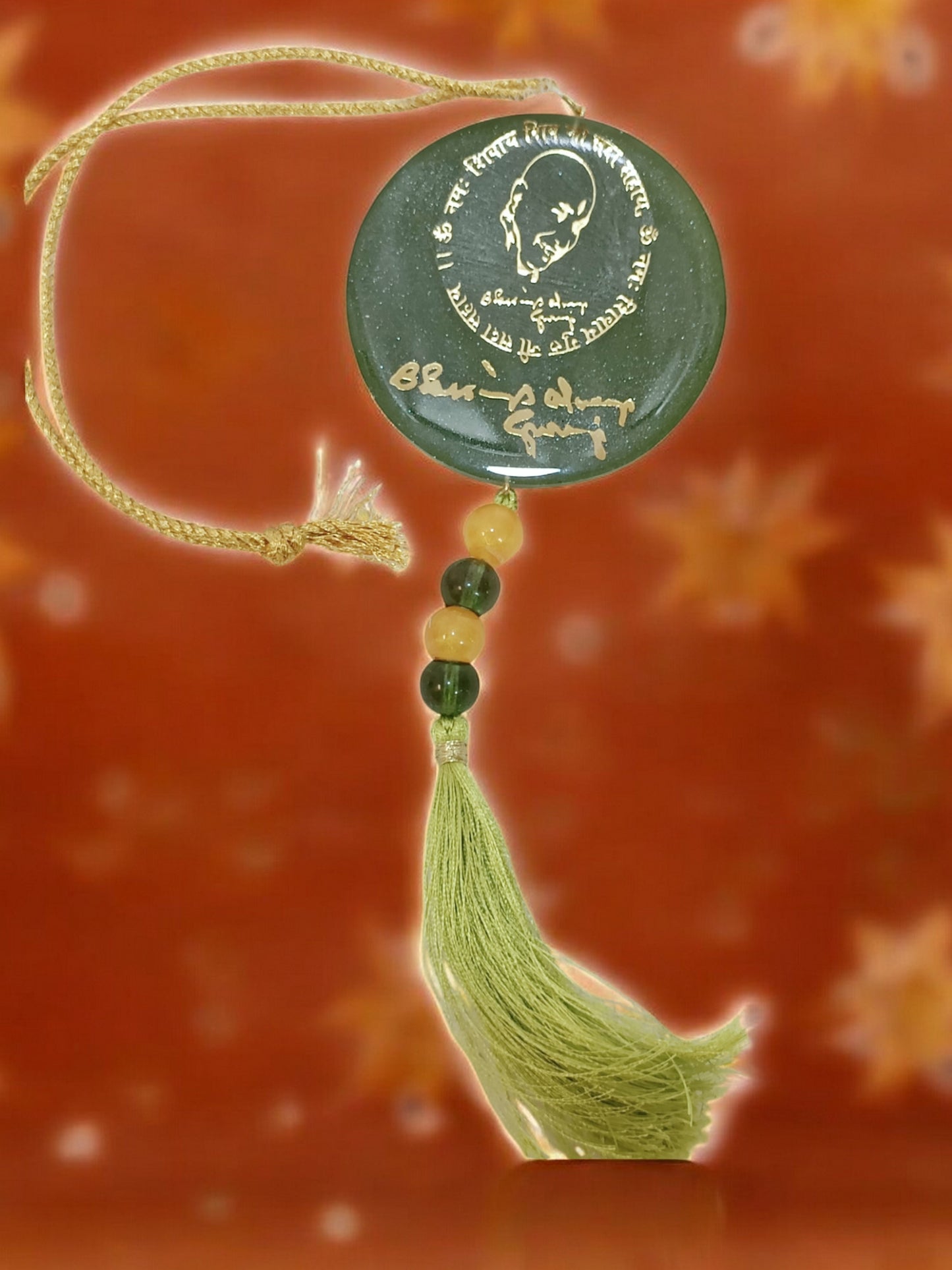 3D  " JAI GURU JI "  Car Hanging for Positivity (Can be Used as Home Decor, satsang Gifting, Wall Hangings, Meditation Room, Yoga Temple, Wind Chime) 1pc