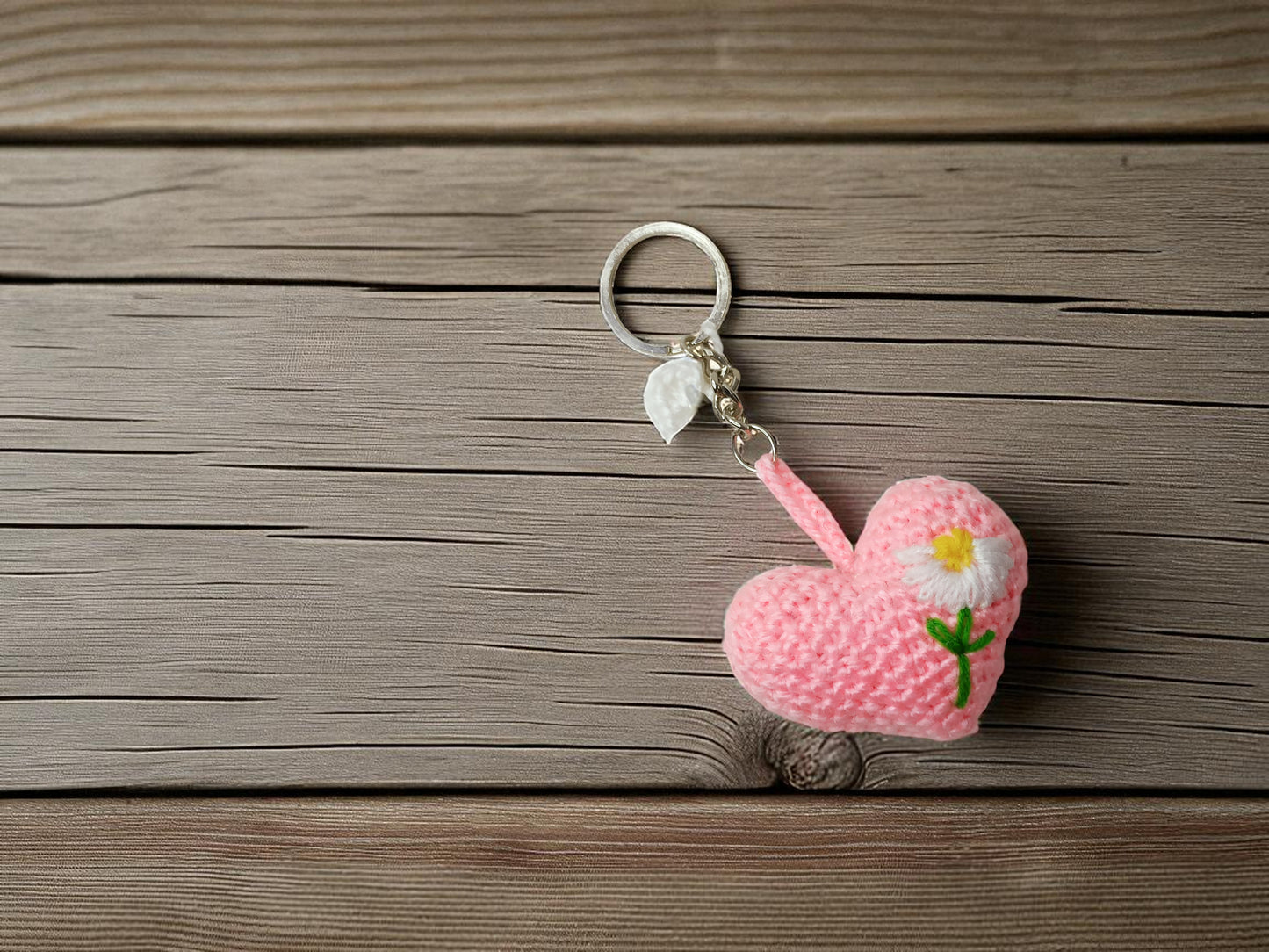 Haute Crafts Handcrafted Crochet Pink Heat Woolen Keychain.