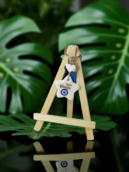 Haute Crafts "Pyare Bhaiya" Theme Rakhi Special Keychain - Tassel, Resin Alphabet Initial Letter Keychain Key Ring for Women Girls Purse Handbags, Bike, Car Keyring.Home, Small Gifts