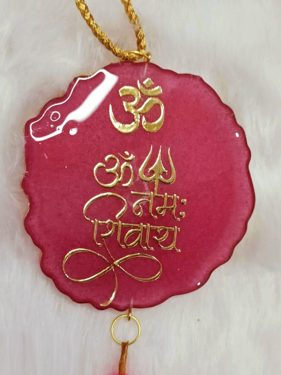 Resin 3D OM NAMHO SHIVAYE Car Hanging for Positivity (Can be Used as Home Decor, satsang Gifting, Wall Hangings, Meditation Room, Yoga Temple, Wind Chime) 1pc