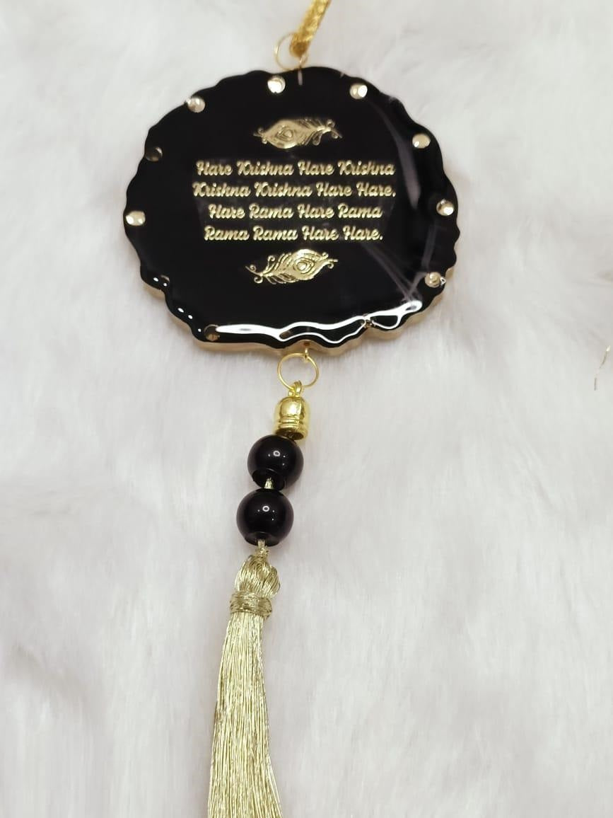3D Hare Ram Hare Krishan  Car Hanging for Positivity (Can be Used as Home Decor, satsang Gifting, Wall Hangings, Meditation Room, Yoga Temple, Wind Chime) 1pc
