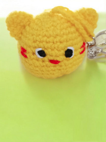 Haute Crafts Handmade Crochet Cute Catty Keychain (Washable Keychain)