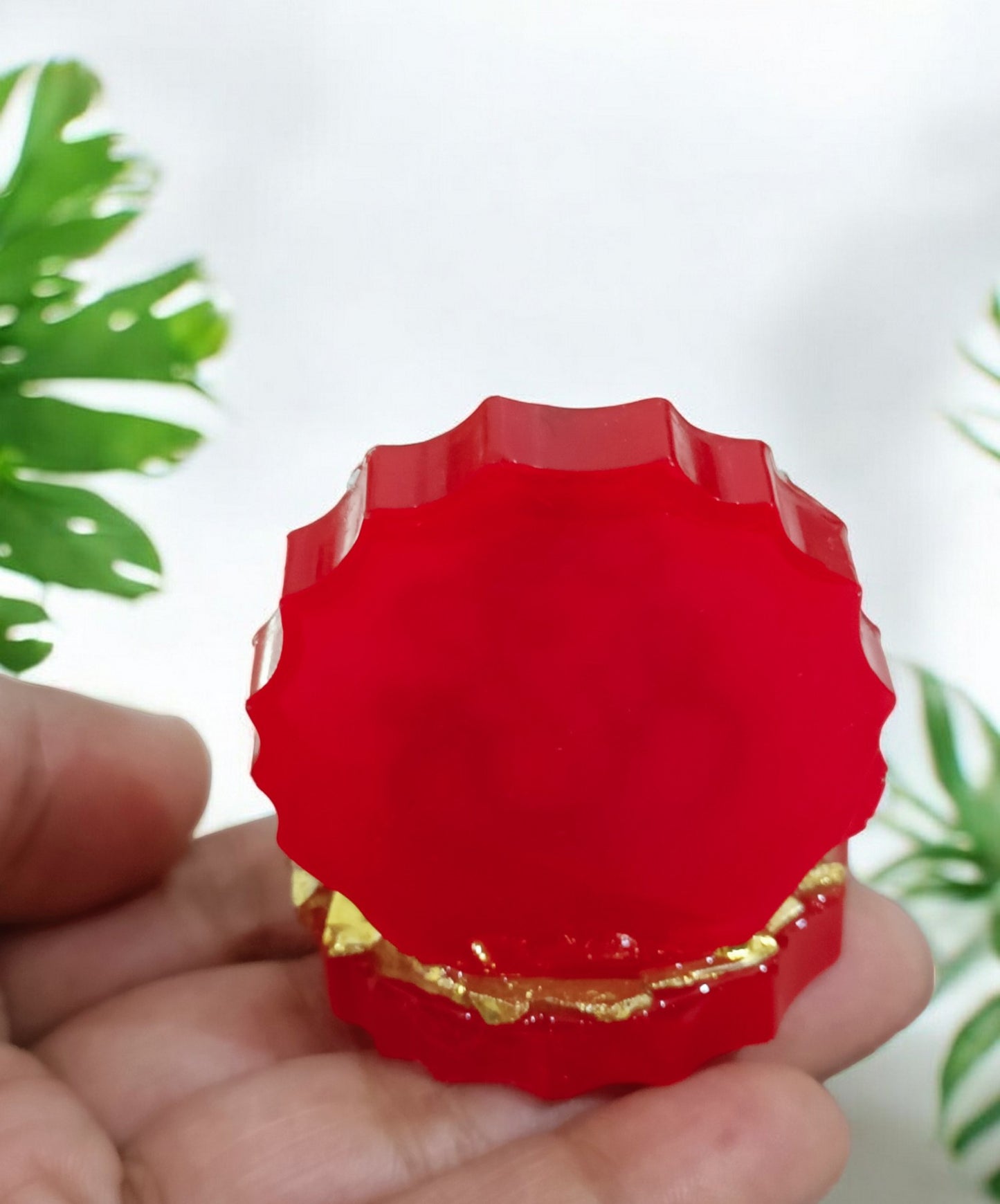 Haute Crafts 2.5 Inch Resin art Handcrafted Premium "Ganesh ji " with Gold Crystal Texture for Car Dashboard, Home Decor, Puja Ghar and Gifting.