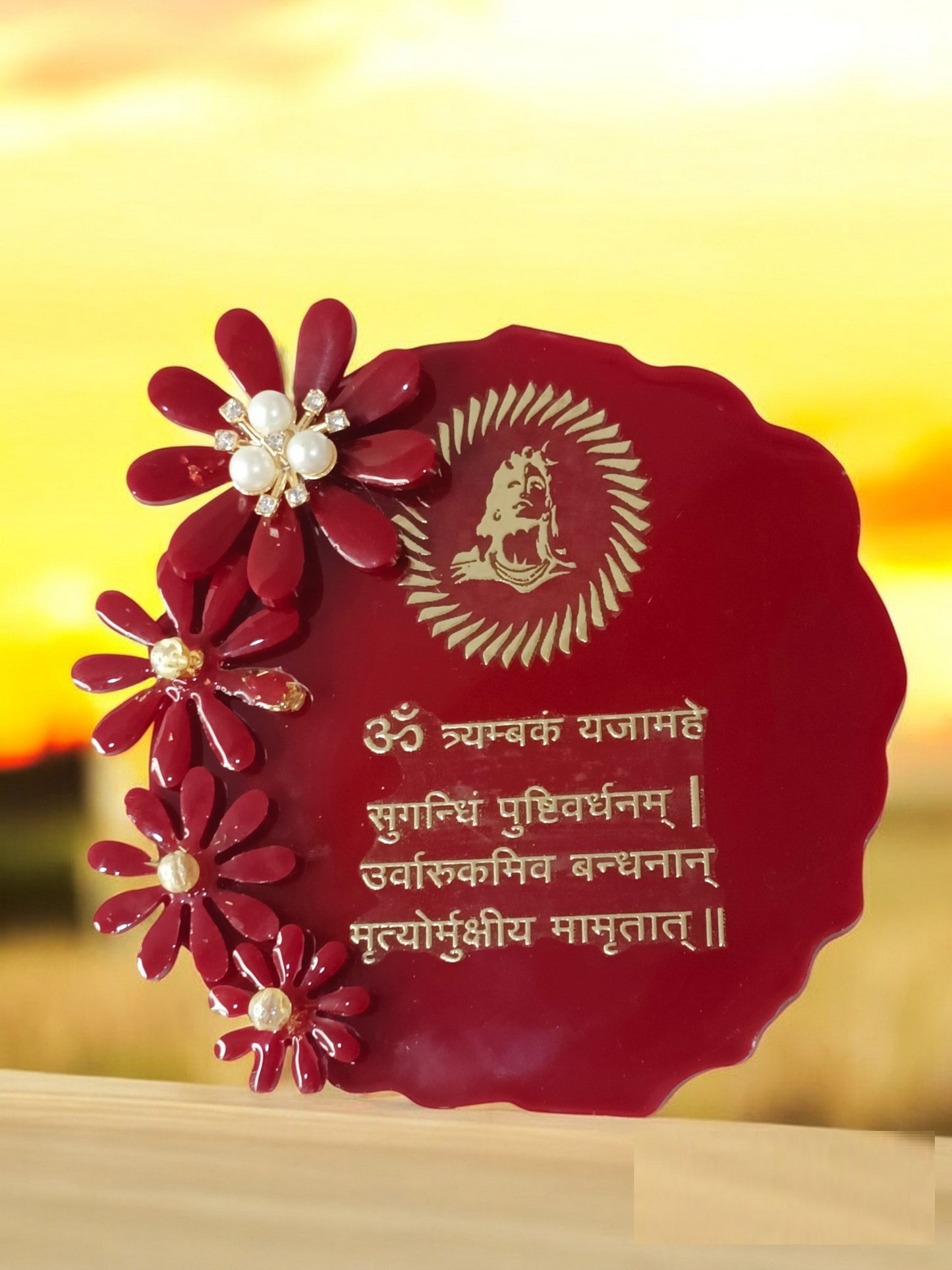 Handcrafted Mahamrityunjay Mantra Resin Art Frame with Stand | Diwali Gifts, Religious  gifts | Handmade with Resin (Pack of 1, 13 cm Height)