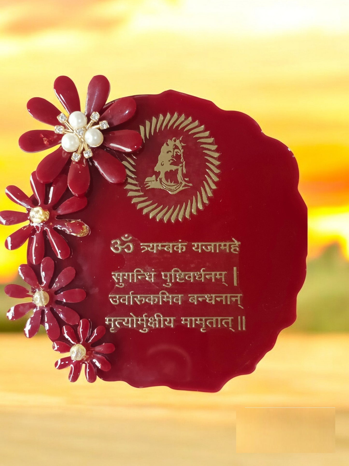 Handcrafted Mahamrityunjay Mantra Resin Art Frame with Stand | Diwali Gifts, Religious  gifts | Handmade with Resin (Pack of 1, 13 cm Height)