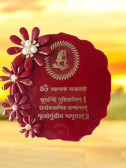 Handcrafted Mahamrityunjay Mantra Resin Art Frame with Stand | Diwali Gifts, Religious  gifts | Handmade with Resin (Pack of 1, 13 cm Height)