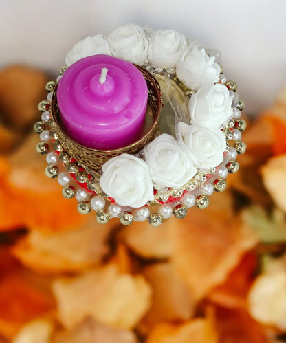 Haute Crafts Ganesh Idol Murti with Resin 3d Flower Statue for Car Dashboard Gift Lord Ganesha Ganpati Idols Showpiece Figurine for Home Pooja Room Diwali Decoration., Resin