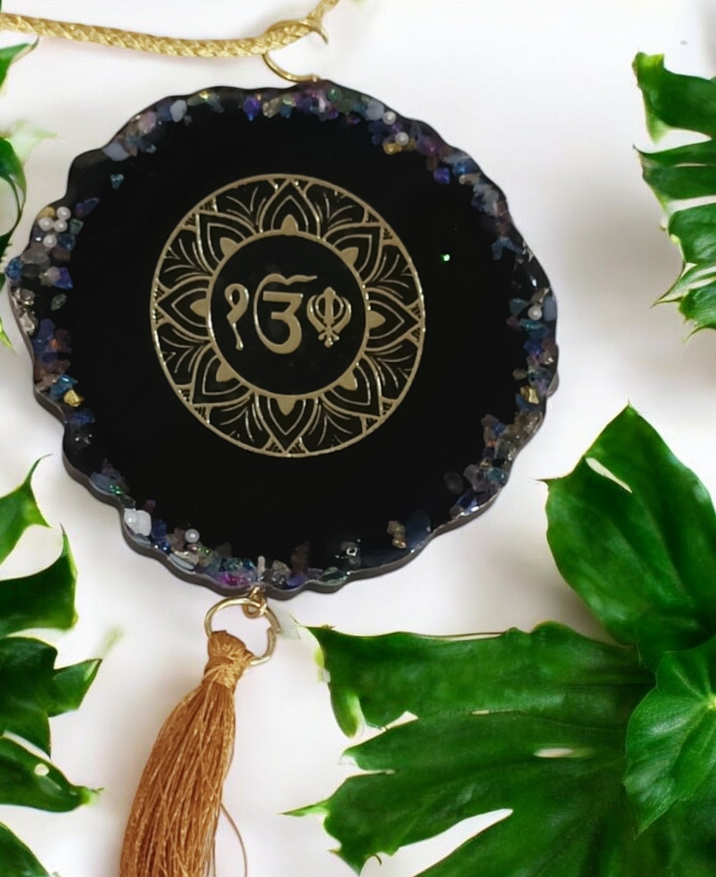 3D  " Ik Onkar "  Car Hanging for Positivity (Can be Used as Home Decor, satsang Gifting, Wall Hangings, Meditation Room, Yoga Temple, Wind Chime) 1pc