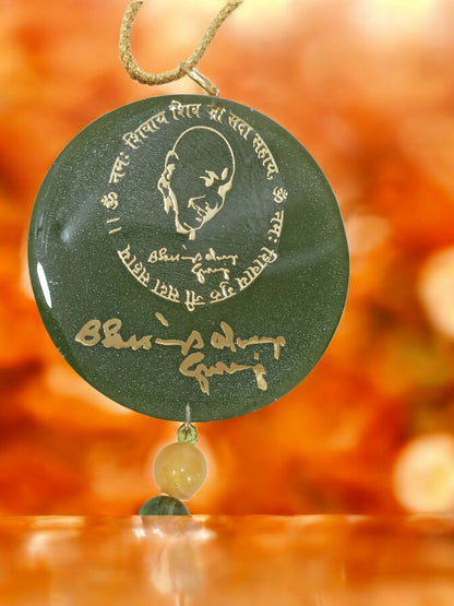 3D  " JAI GURU JI "  Car Hanging for Positivity (Can be Used as Home Decor, satsang Gifting, Wall Hangings, Meditation Room, Yoga Temple, Wind Chime) 1pc