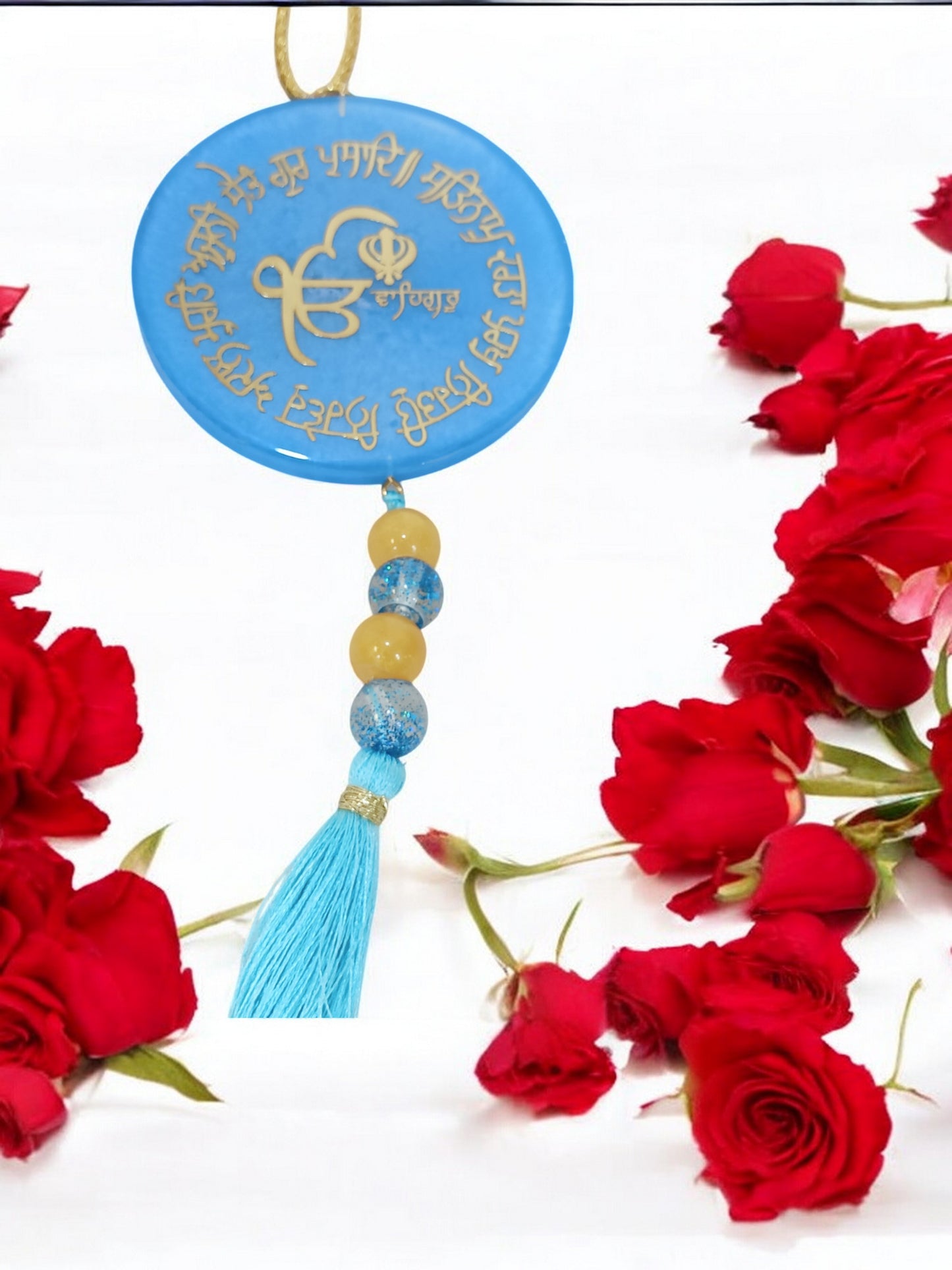 3D " Ik Onkar " Car Hanging for Positivity (Can be Used as Home Decor, satsang Gifting, Wall Hangings, Meditation Room, Yoga Temple, Wind Chime) 1pc