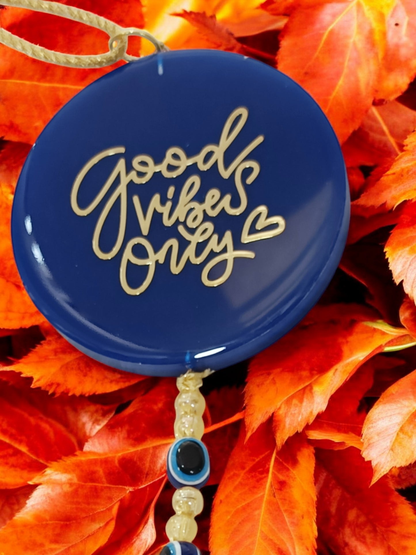 3D " GOOD VIBES ONLY " Car Hanging for Positivity (Can be Used as Home Decor, satsang Gifting, Wall Hangings, Meditation Room, Yoga Temple, Wind Chime) 1pc