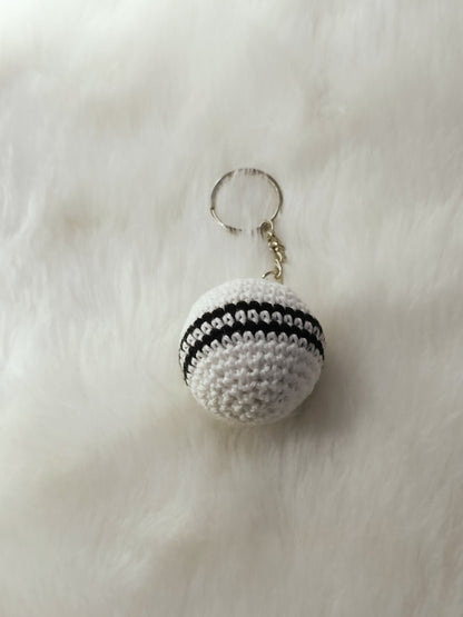 Haute Crafts Handmade Crochet Cute White Ball  Keychain  Washable Keychain)