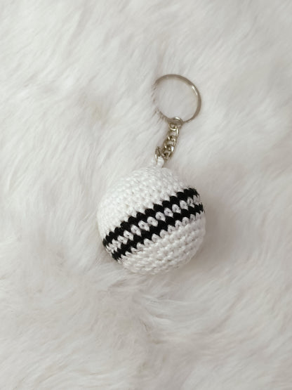 Haute Crafts Handmade Crochet Cute White Ball  Keychain  Washable Keychain)