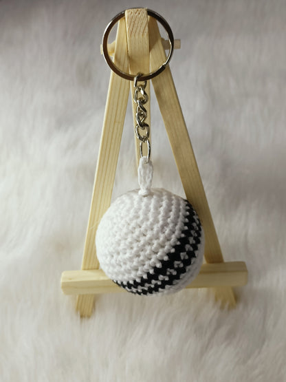 Haute Crafts Handmade Crochet Cute White Ball  Keychain  Washable Keychain)