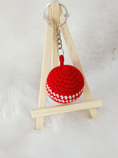 Haute Crafts Handmade Crochet Cute Red Ball  Keychain  Washable Keychain)