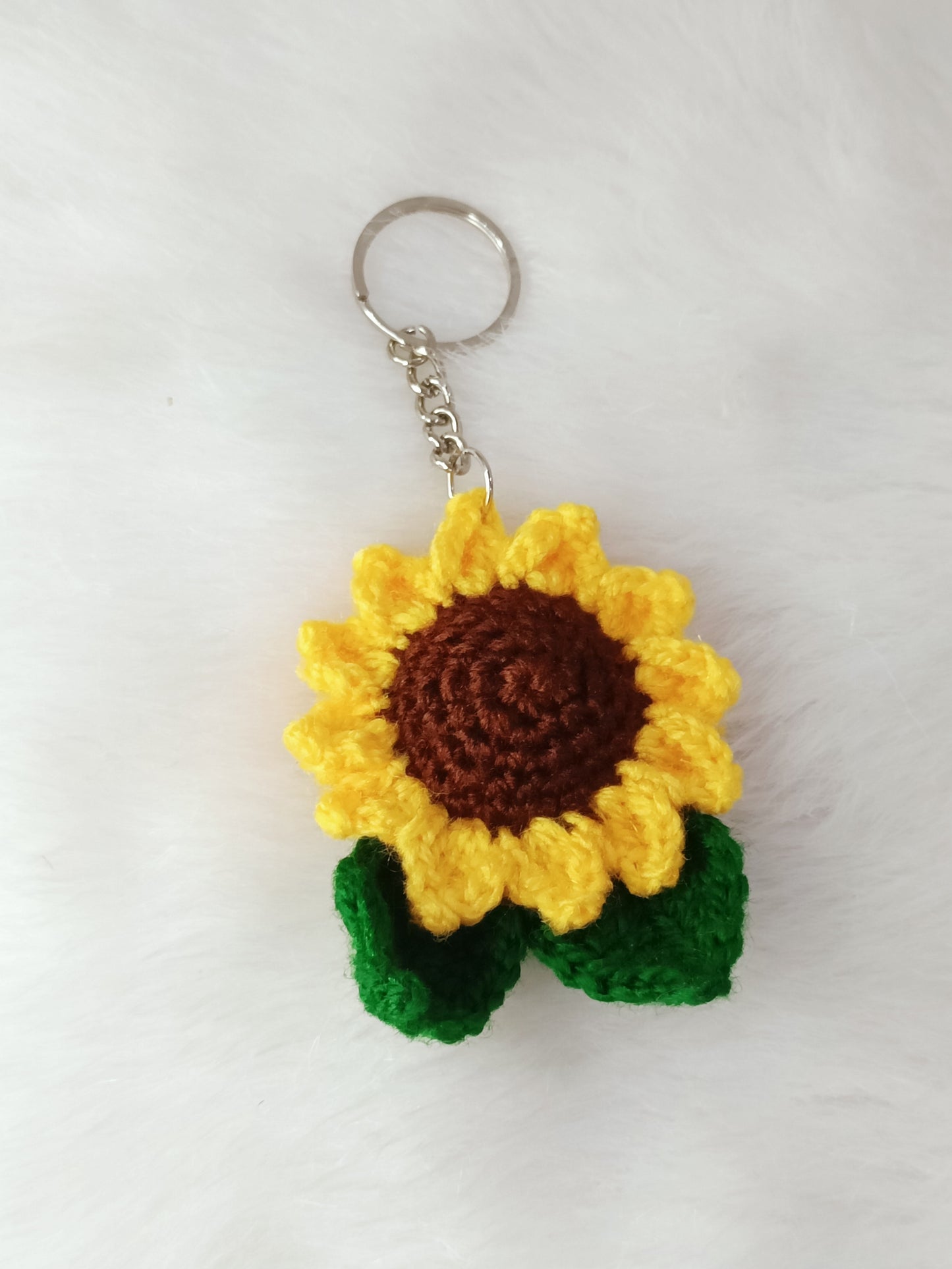 Haute Crafts Handmade Crochet Cute Sunflower Keychain (Washable Keychain)
