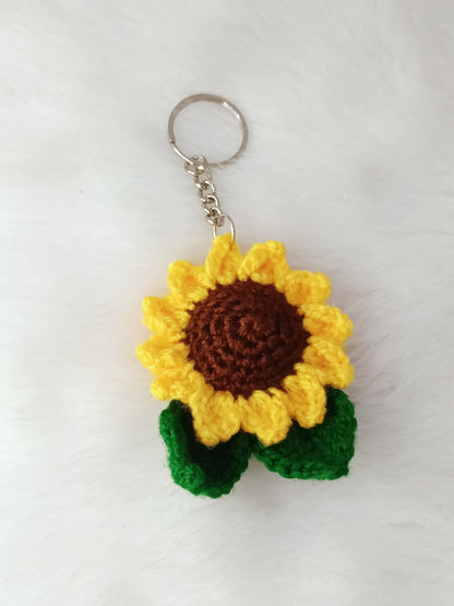 Haute Crafts Handmade Crochet Cute Sunflower Keychain (Washable Keychain)