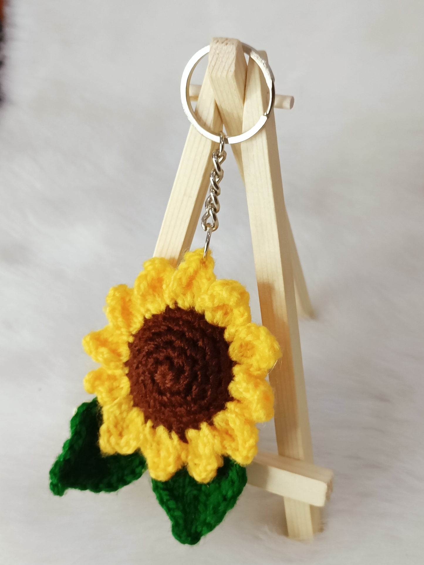 Haute Crafts Handmade Crochet Cute Sunflower Keychain (Washable Keychain)