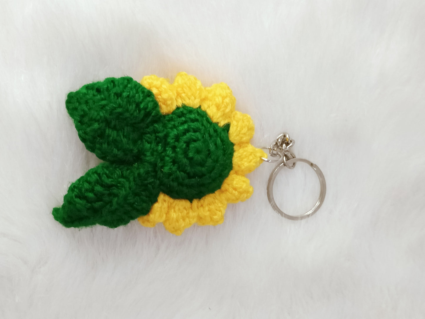 Haute Crafts Handmade Crochet Cute Sunflower Keychain (Washable Keychain)