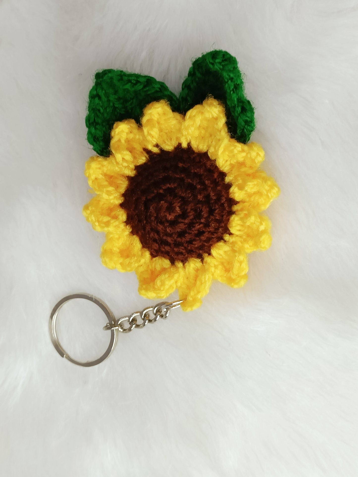 Haute Crafts Handmade Crochet Cute Sunflower Keychain (Washable Keychain)