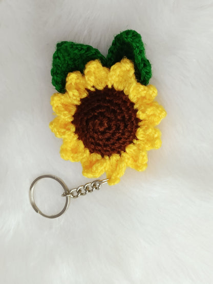Haute Crafts Handmade Crochet Cute Sunflower Keychain (Washable Keychain)