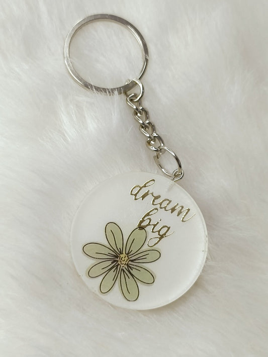Haute Crafts "Dream Big" Theme Keychain - Resin Alphabet Initial Letter Keychain Key Ring for Women Girls Purse Handbags, Bike, Car Keyring.Home, Small Gifts 