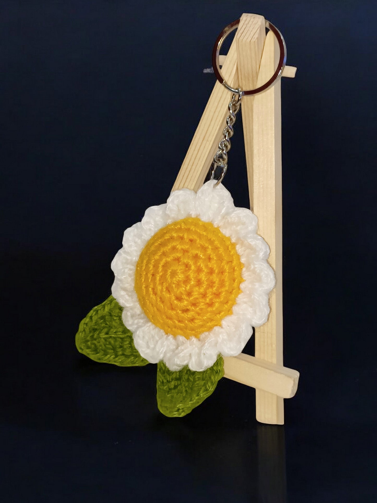 Haute Crafts Handmade Crochet Cute White Sunflower Keychain (Washable Keychain)