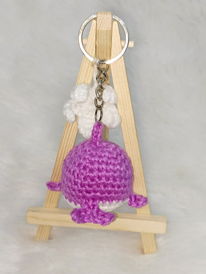 Haute Crafts Handmade Crochet Cute Whale Fish Keychain (Washable Keychain)