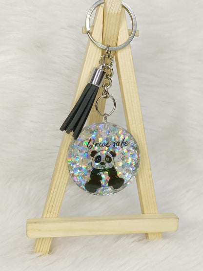 Haute Crafts "Drive Safe" Theme Keychain - Resin Alphabet Initial Letter Keychain Key Ring for Women Girls Purse Handbags, Bike, Car Keyring.Home, Small Gifts 