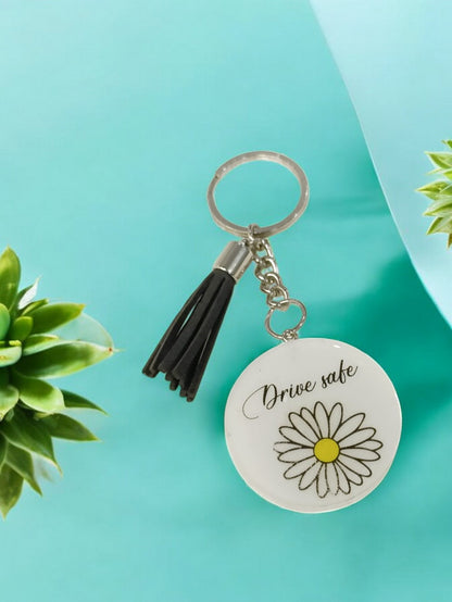 Haute Crafts "Drive Safe" Theme Keychain - Resin Alphabet Initial Letter Keychain Key Ring for Women Girls Purse Handbags, Bike, Car Keyring.Home, Small Gifts 