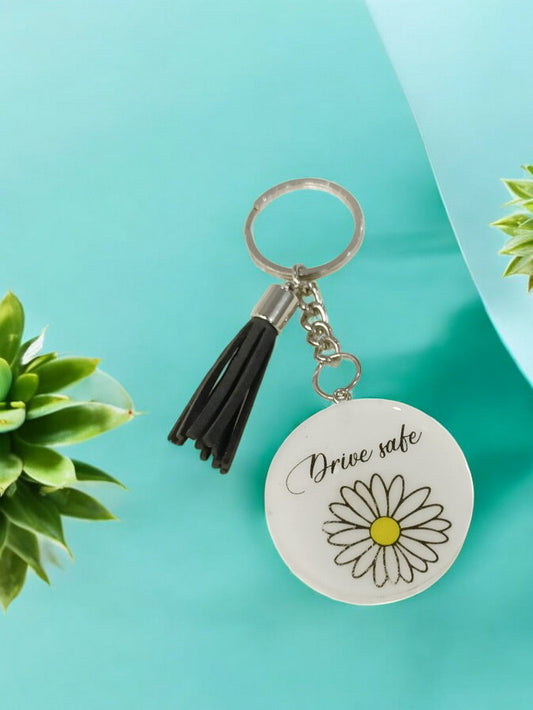 Haute Crafts "Drive Safe" Theme Keychain - Resin Alphabet Initial Letter Keychain Key Ring for Women Girls Purse Handbags, Bike, Car Keyring.Home, Small Gifts 