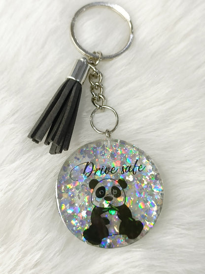 Haute Crafts "Drive Safe" Theme Keychain - Resin Alphabet Initial Letter Keychain Key Ring for Women Girls Purse Handbags, Bike, Car Keyring.Home, Small Gifts 
