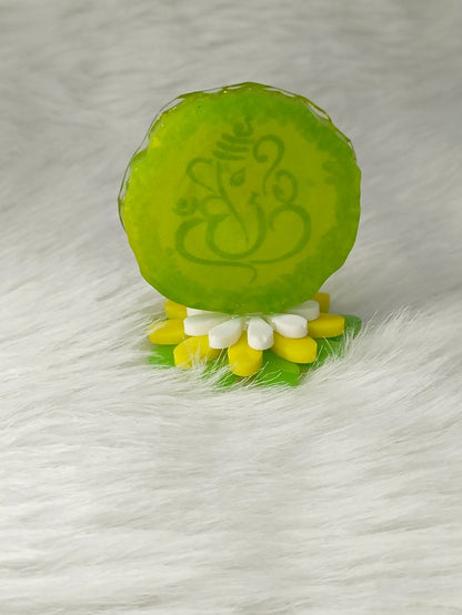 Haute Crafts 2.5 Inch Resin art Handcrafted Premium "Ganesha" for Car Dashboard, Home Decor, Puja Ghar and Gifting.